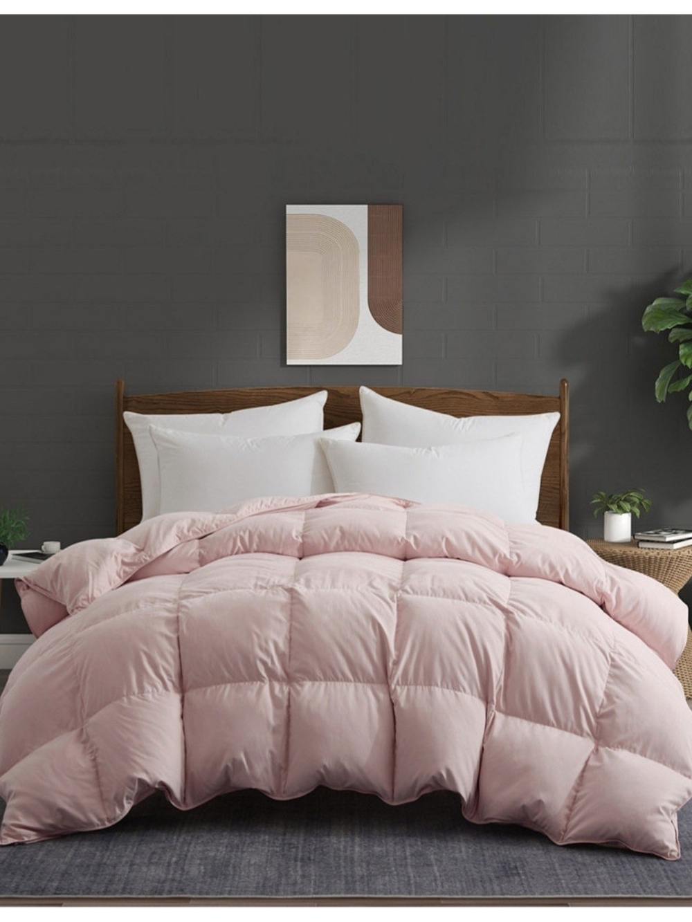 UNIKOME All Season Down Feather Plush Pink Comforter Full/Queen